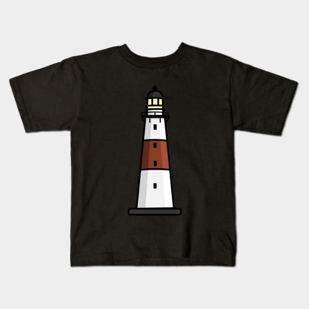 Montauk Lighthouse Kids T-Shirt by christiwilbert